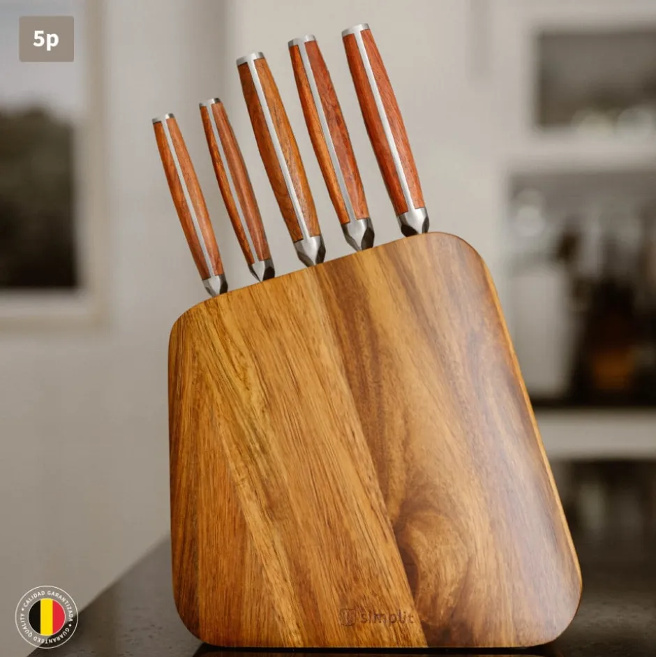 Set de cuchillos acero inoxidable Holz 5 piezas y Taco Simplit
