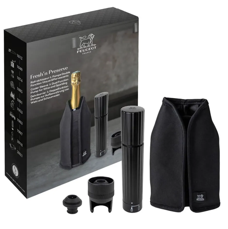 Set Funda Térmica, Tapones y Bomba de Vacío para Vinos Peugeot