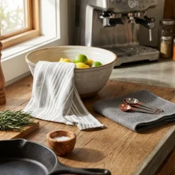 Set 2 Paños de Cocina Cuadros Verde Olivo Decoexpress