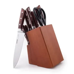 Set Taco de Madera, 12 Cuchillos, Astil y Tijeras Kangkawe