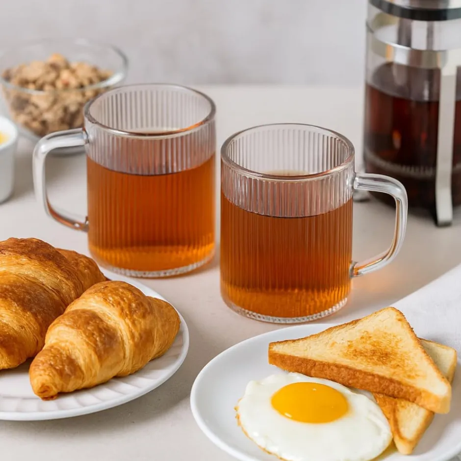 Set 2 Tazas Borosilicato Líneas 220ml Lugano