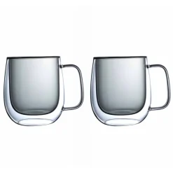 Set 2 Tazas Doble Pared 400ml Borosilicato Negro Turín Lugano