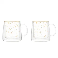 Set 2 Tazas Doble Pared 400ml Borosilicato Constelación Lugano