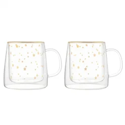 Set 2 Tazas Doble Pared 250ml Borosilicato Constelación Lugano