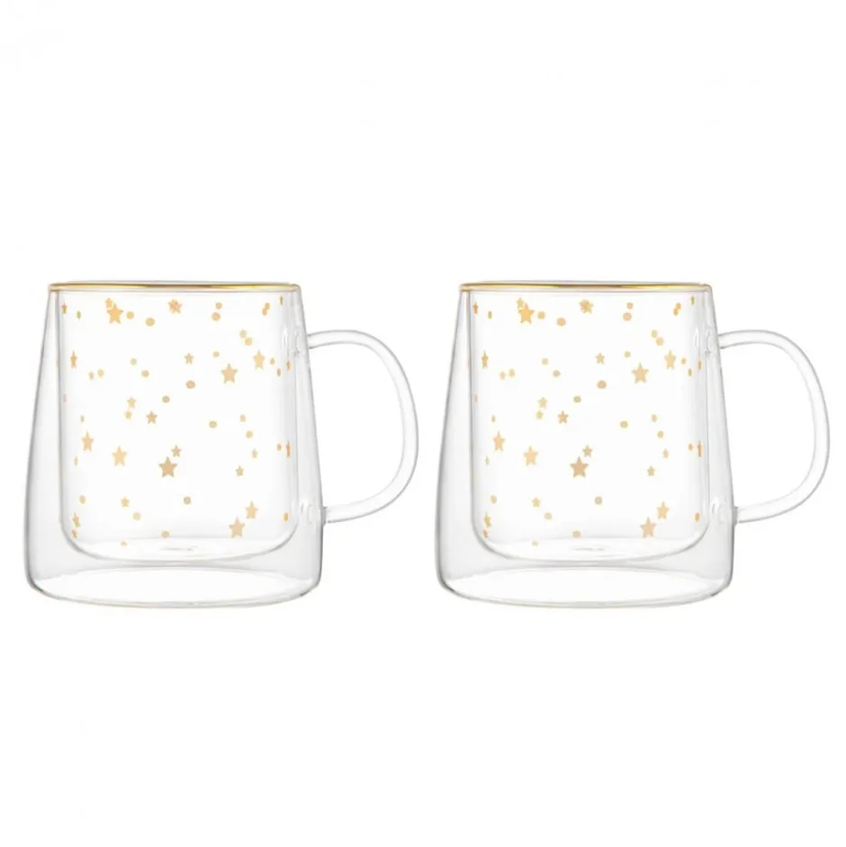 Set 2 Tazas Doble Pared 250ml Borosilicato Constelación Lugano