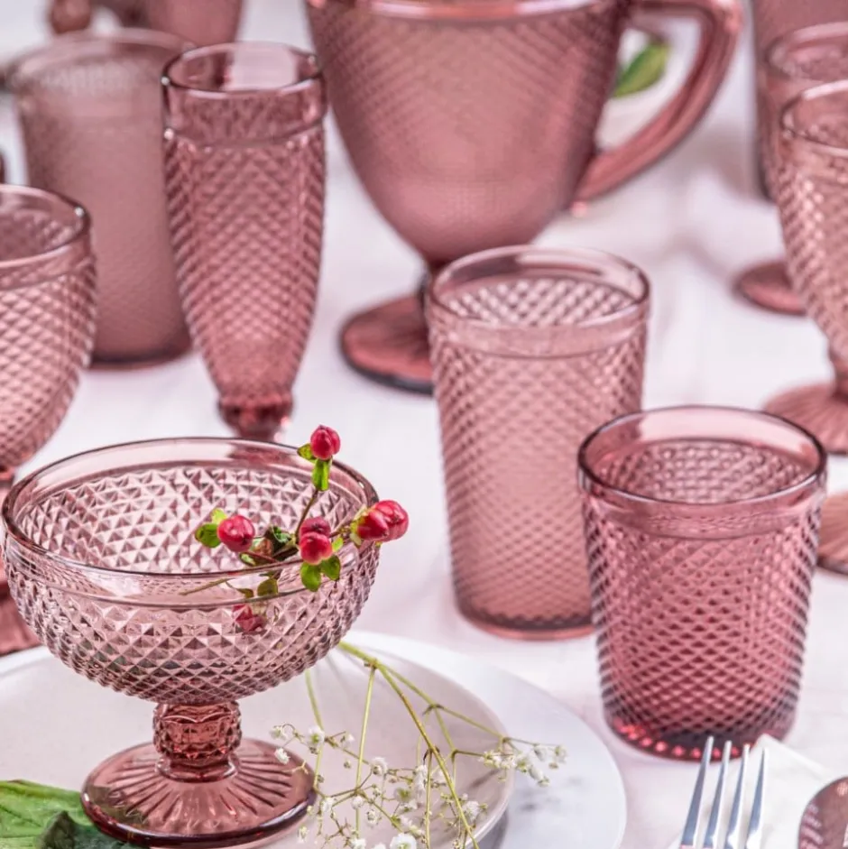 Set 4 Vasos Bajo 240ml Morado Mini Diamante Lugano