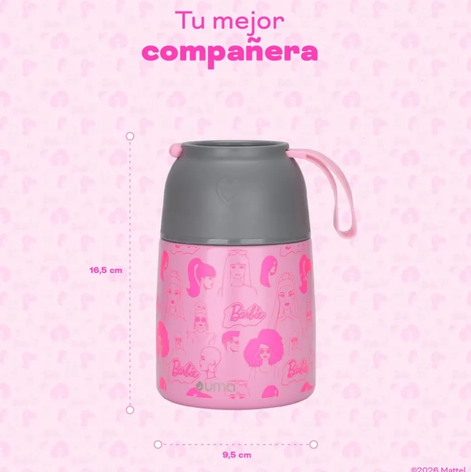 Termo Comida Barbie & Friends + Cuchara 450ml Acero Inox UMA