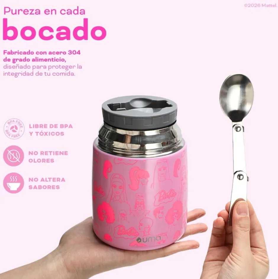 Termo Comida Barbie & Friends + Cuchara 450ml Acero Inox UMA