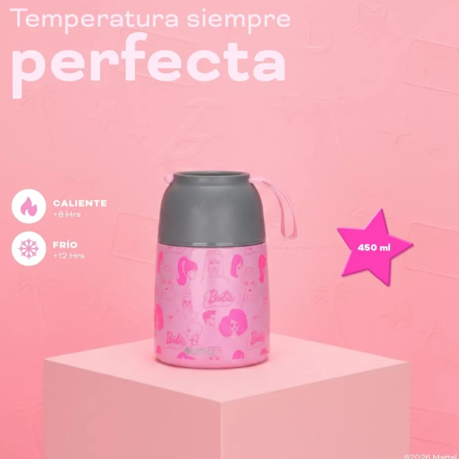 Termo Comida Barbie & Friends + Cuchara 450ml Acero Inox UMA