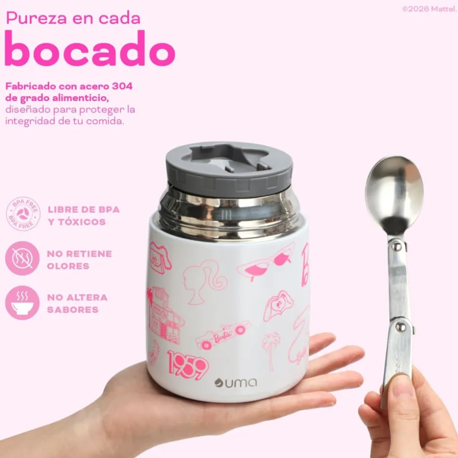 Termo Comida Barbie Fun + Cuchara 450ml Acero Inox UMA