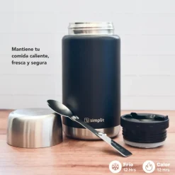Termo de Comida Insulado 750ml Acero Inox Negro Simplit