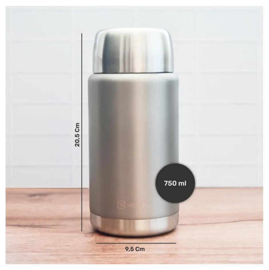 Termo de Comida Insulado 750ml Acero Inox Gris Simplit