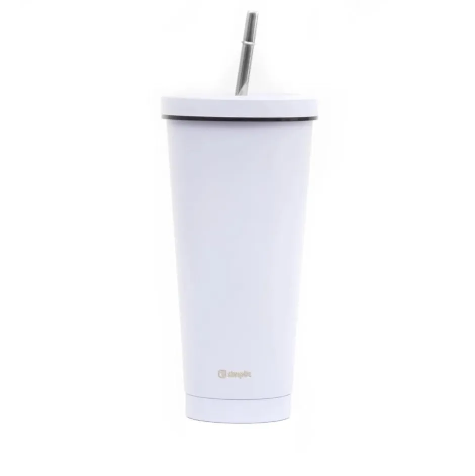 Vaso Térmico Tapa y Bombilla 750ml Morado Tumbler Simplit